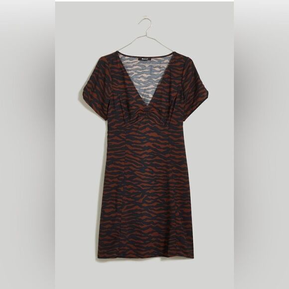 Madewell V-Neck Mini Dress in Abstract Animal - Picture 6 of 8
